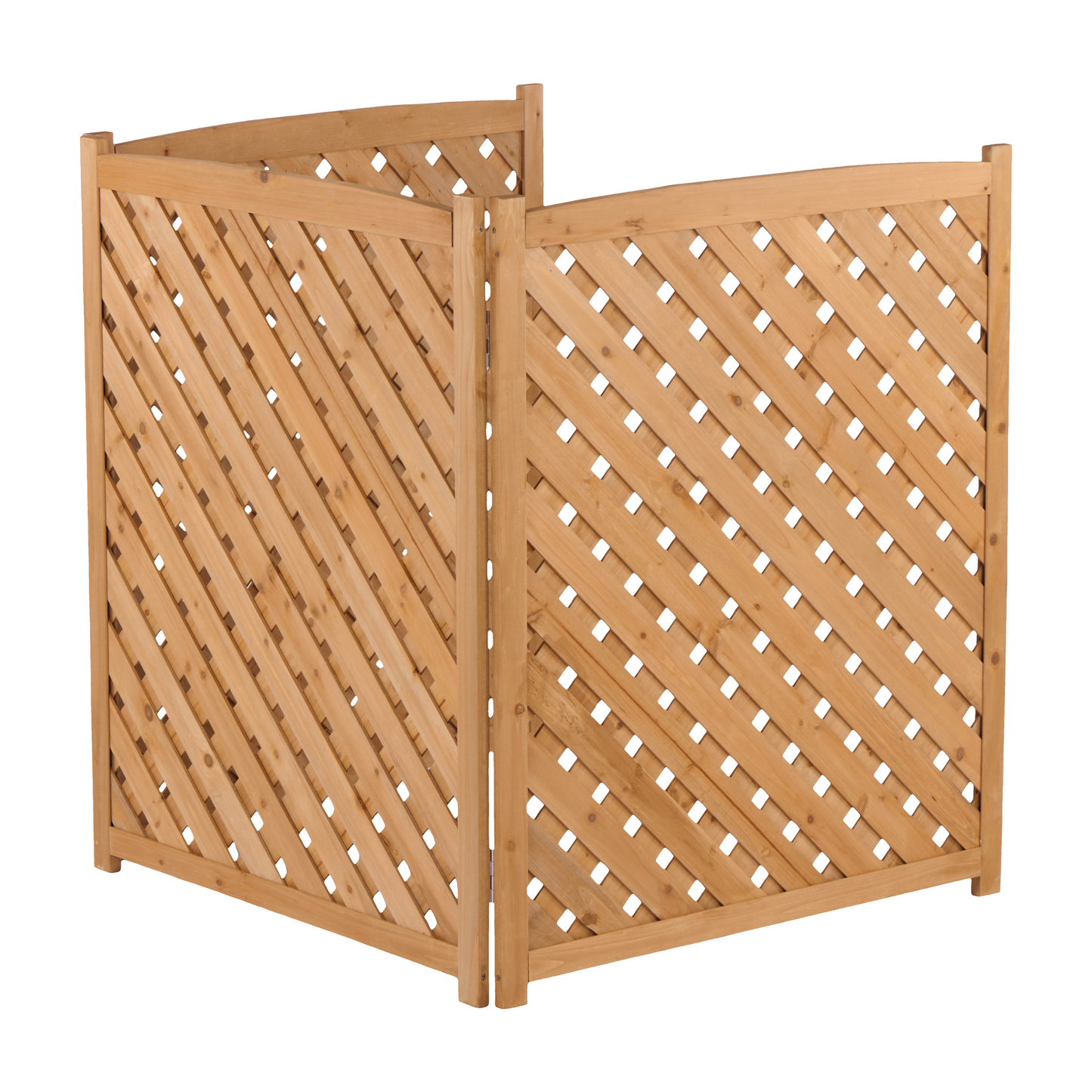 3-Panel Outdoor Wood Privacy Screen, Lattice Fence for AC & Trash