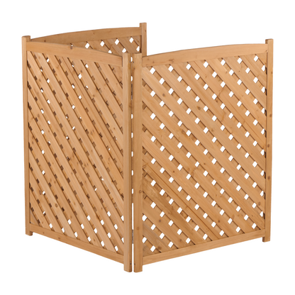 3-Panel Outdoor Wood Privacy Screen, Lattice Fence for AC & Trash