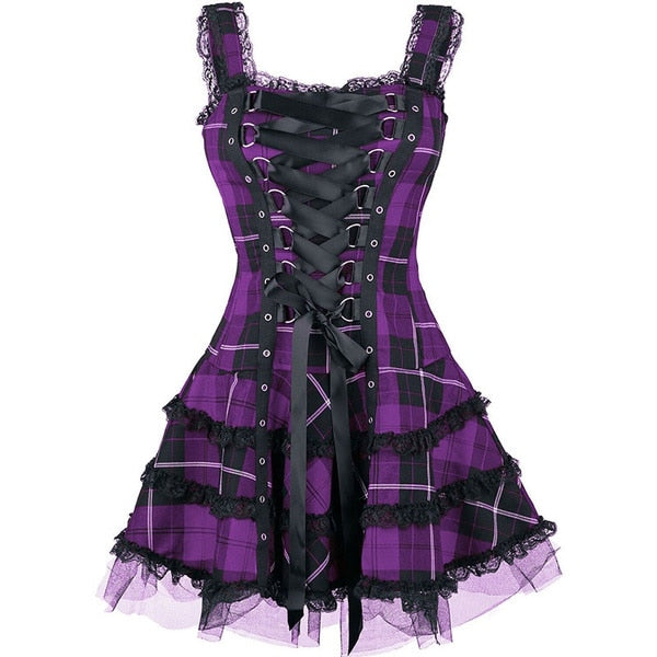 Lace-Up Gothic Gowns Mini Dress