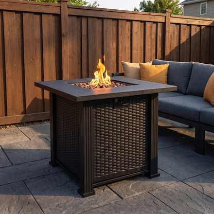 Modern Outdoor Fire Pit Table, 50,000 BTU Propane Gas Fireplace with Lava Rocks