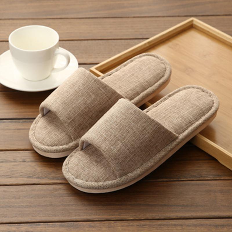 Linen slippers cotton house slippers