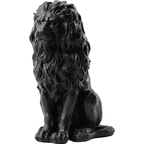 20.5" Majestic Resin Black Lion Statue, Weatherproof Guardian Sculpture for Patio & Entryway
