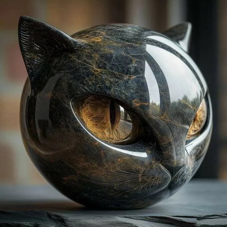 Stately Residence Accent and Refined Present Masterpiece - Opulent Black Cat Sculpture