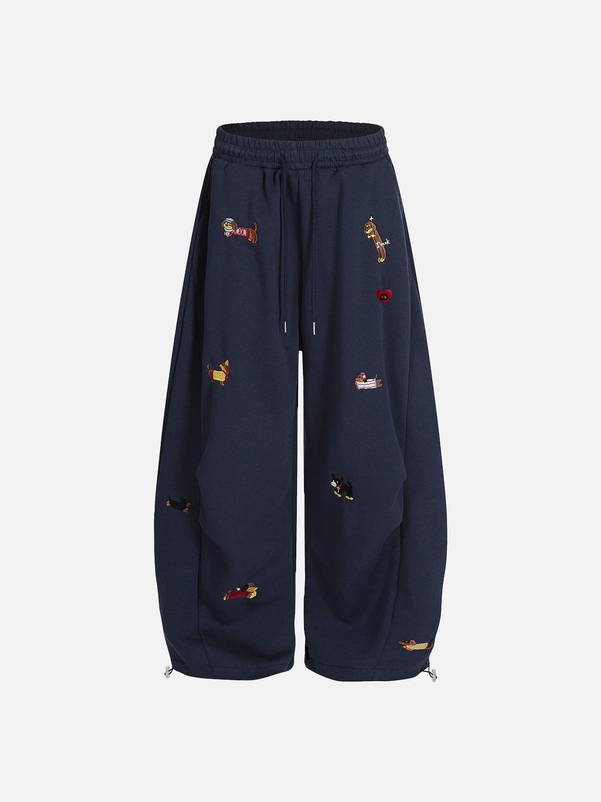 Unisex Embroidery Puppy Baggy Barrel Sweatpants