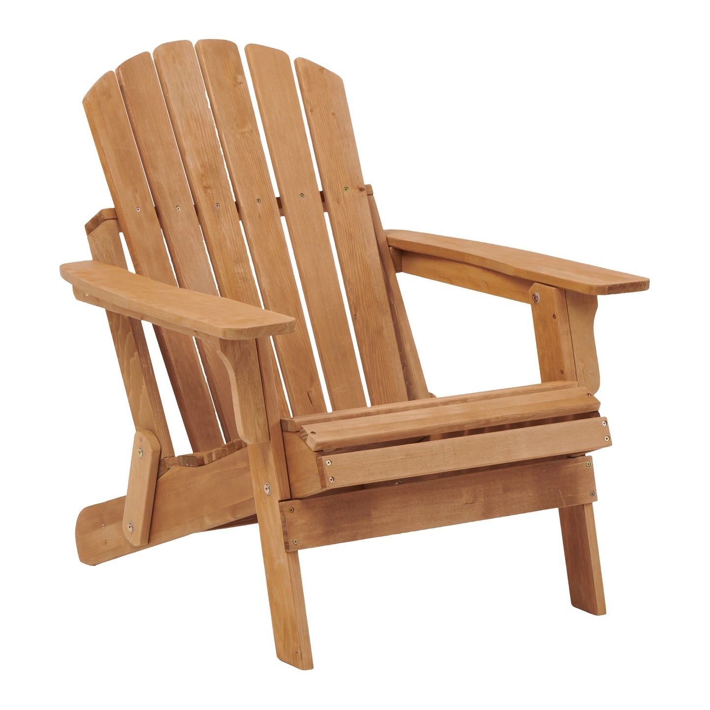 Oversize Wooden Outdoor Folding Adirondack Chair in Light Brown with Pre-Assembled Backrest and Seat Board, Solid Hemlock Wood Patio Chair for Garden Backyard Porch Pool Deck Firepit