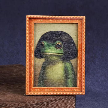 Funny Frog Magnet - Mini Fridge Magnet with Green Frog and Haircut