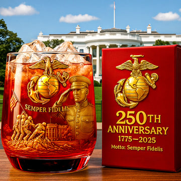 USMC Devil Dogs 250th Anniversary Whiskey Glass