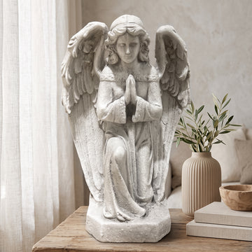 Praying Angel Statue, Weatherproof Resin Cherub Sculpture for Garden & Home Decor