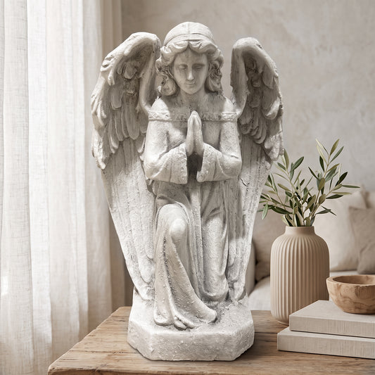 Praying Angel Statue, Weatherproof Resin Cherub Sculpture for Garden & Home Decor