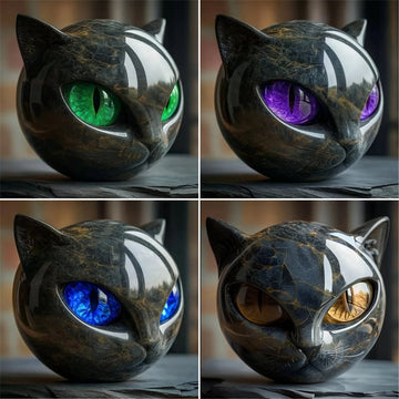 Luxury Black Cat Sculpture - Elegant Home Decor and Gift-Ready Art Piece