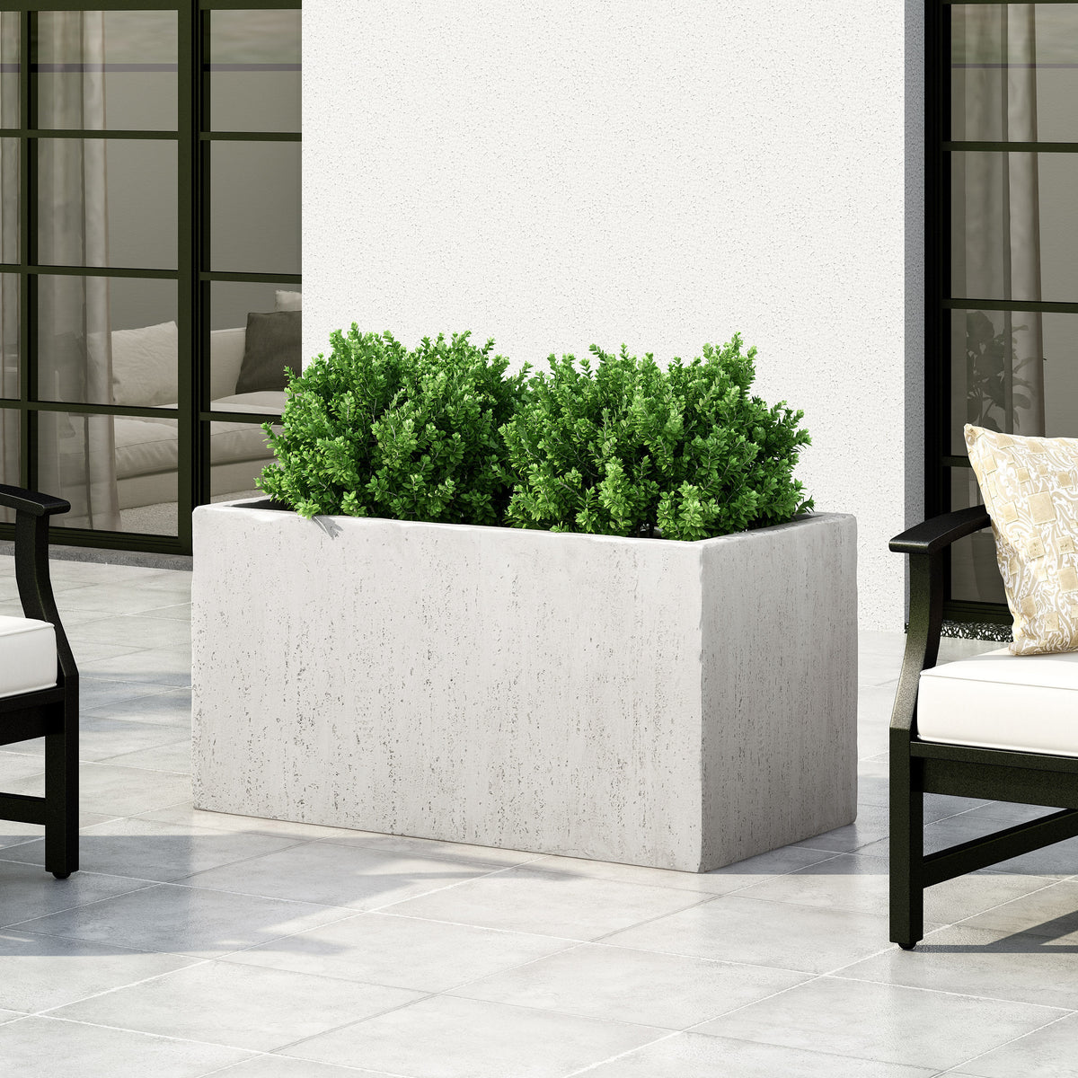 Modern Rectangular MGO Planter, 35.25" Large Lightweight Concrete Outdoor Flower Pot