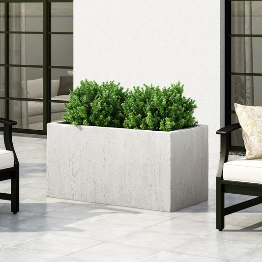 Modern Rectangular MGO Planter, 35.25" Large Lightweight Concrete Outdoor Flower Pot