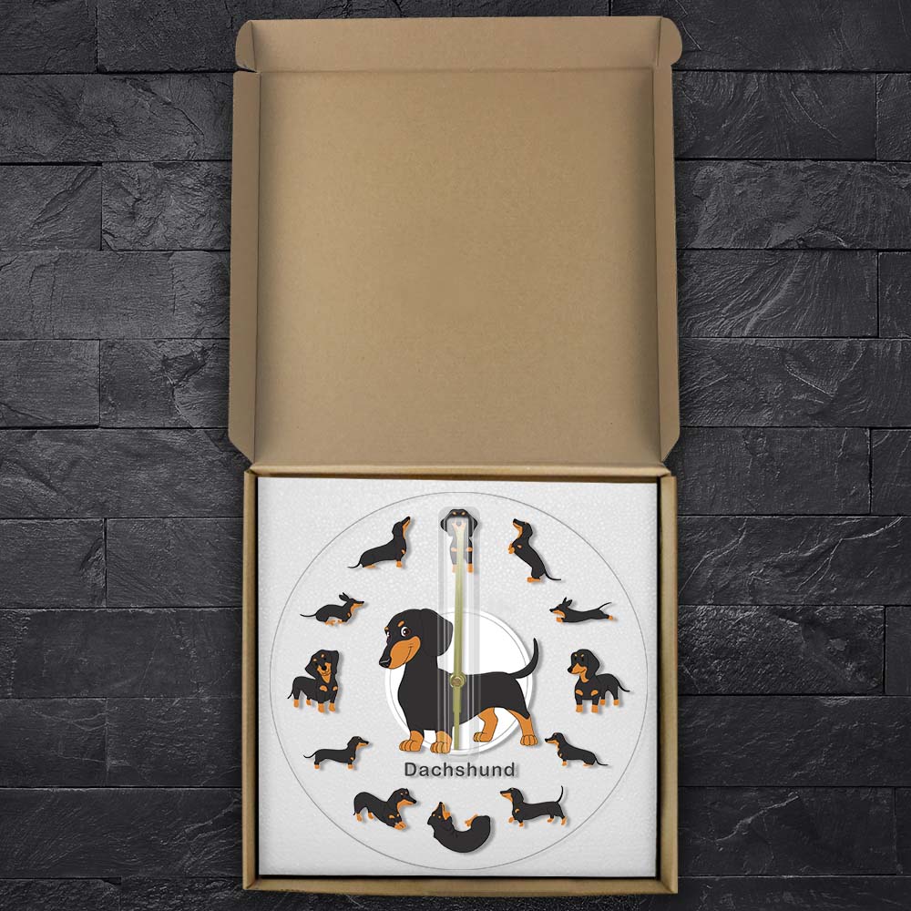 Cartoon Dachshund Wiener Dog Arcylic Wall Clock
