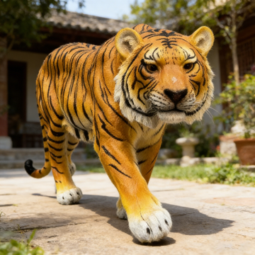 Majestic 33" Lifelike Bengal Tiger Garden Statue – Realistic Hand-Painted Resin Walking Tiger Sculpture, Heavy-Duty Weatherproof Outdoor Decor for Patio, Lawn & Entryway, Unique Wildlife Art Gift
