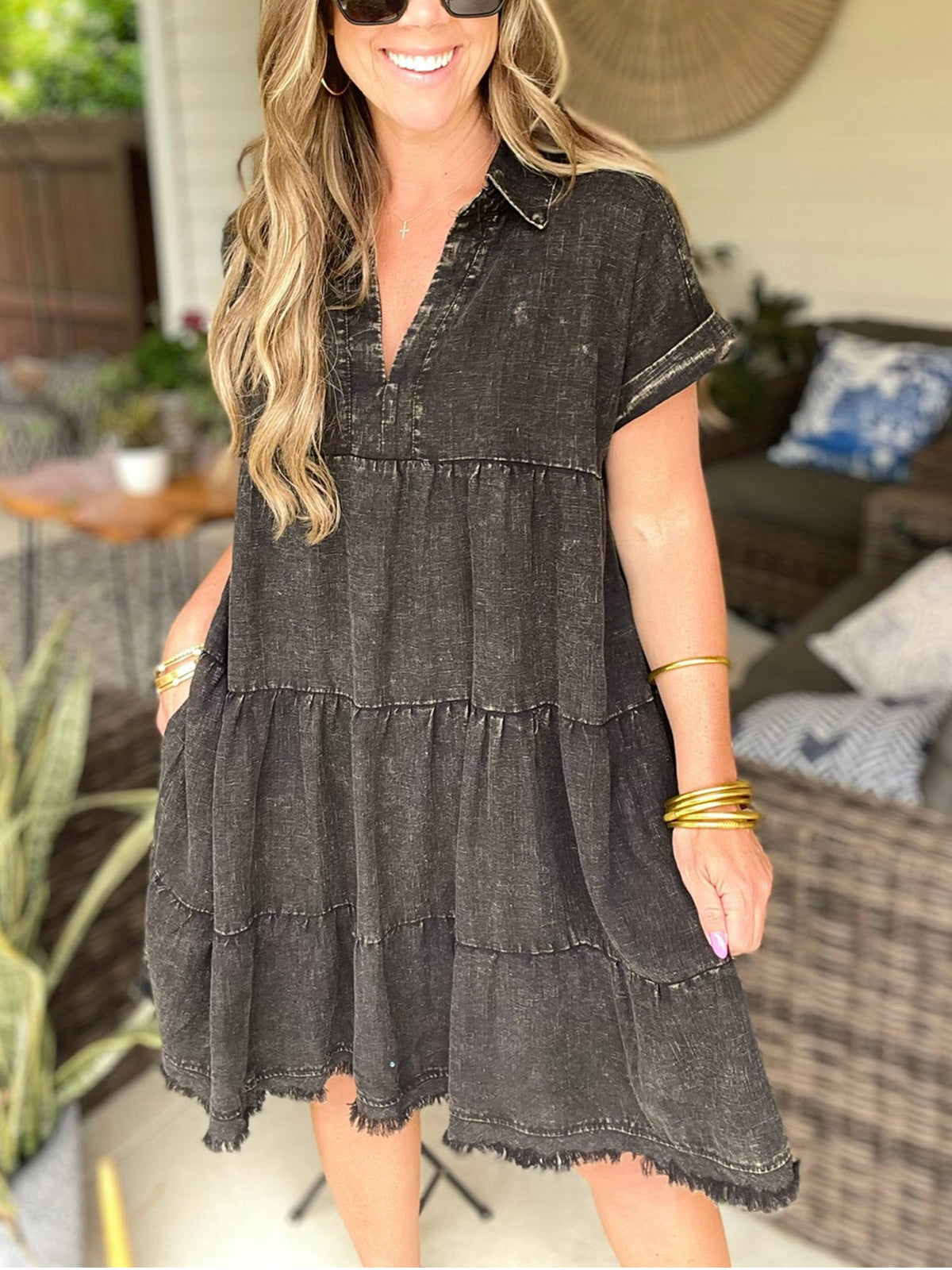 Women's Vintage Washed Denim Dress