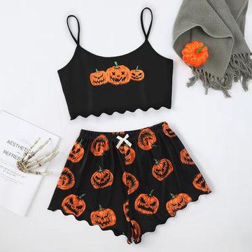 Women's Halloween Themed Matching Pajama Two Pieces Set