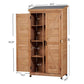 Tall Outdoor Wooden Storage Cabinet, Vertical Tool Shed for Patio & Garden