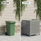 3-Panel Wooden Privacy Screen Fence with Lattice Design, Outdoor AC Cover, Grey