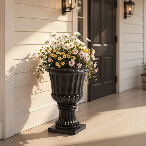Classic European Pedestal Urn, Large Capacity Outdoor Planter for Garden