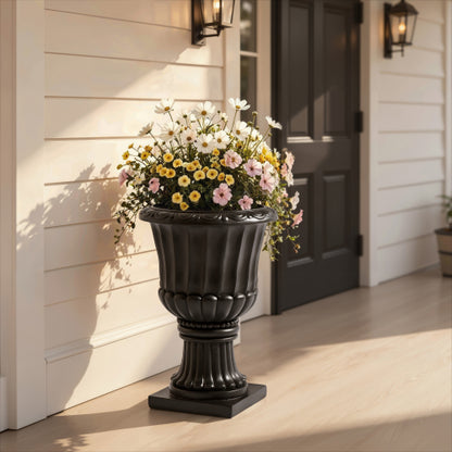 Classic European Pedestal Urn, Large Capacity Outdoor Planter for Garden