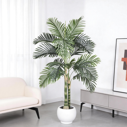 5FT Golden Cane Artificial Palm Tree, Realistic Faux Potted Plant for Indoor Outdoor Decor