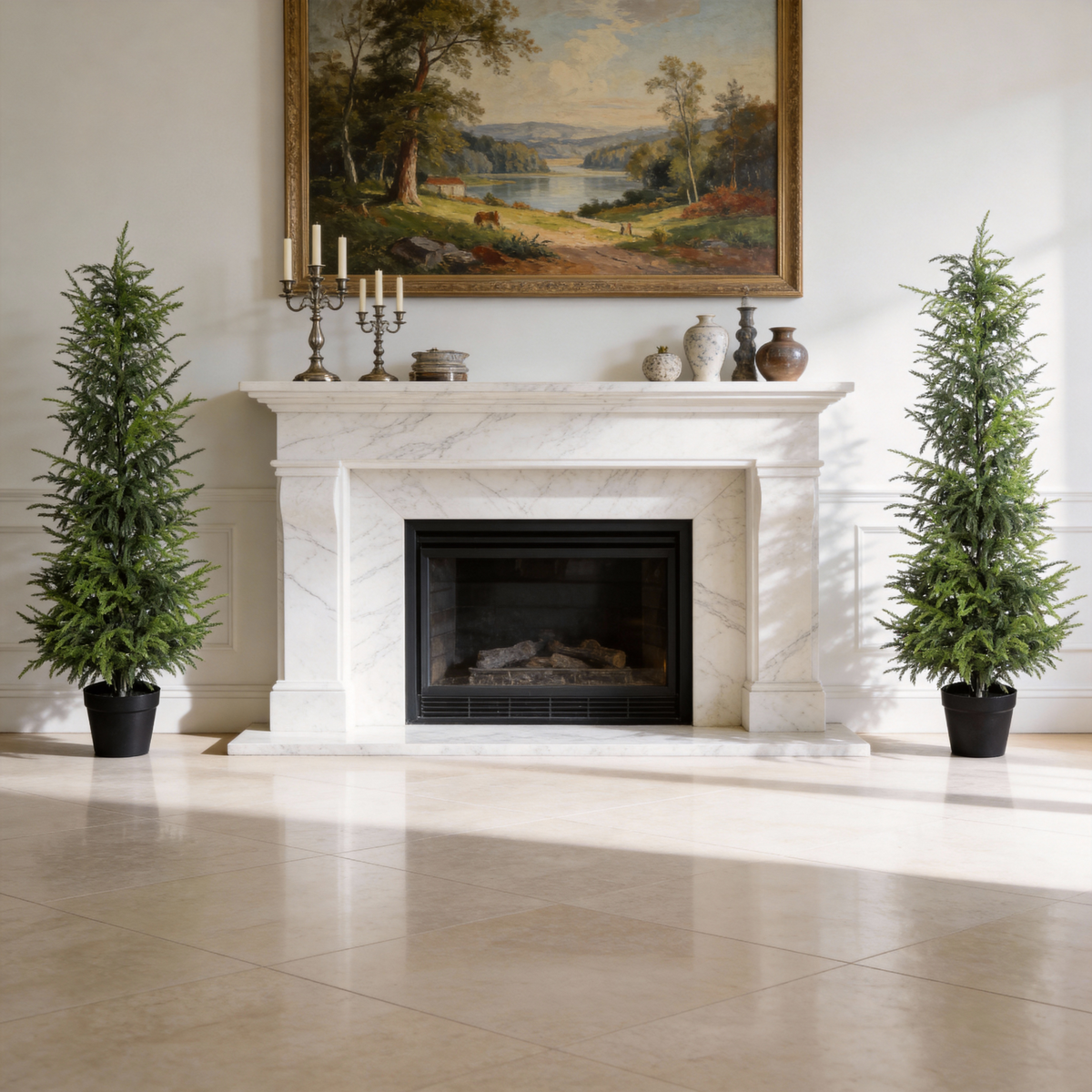 5FT Artificial Norfolk Pine Trees, 2 Pack Real Touch Faux Potted Plants for Christmas