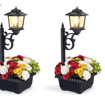 2-in-1 Outdoor Solar Lamp Post Light with Planter: Illuminate And Decorate Your Garden