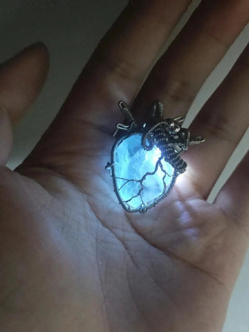 "Heartbeat" Statement Piece — Breathing Handmade Crystal Heart Necklace