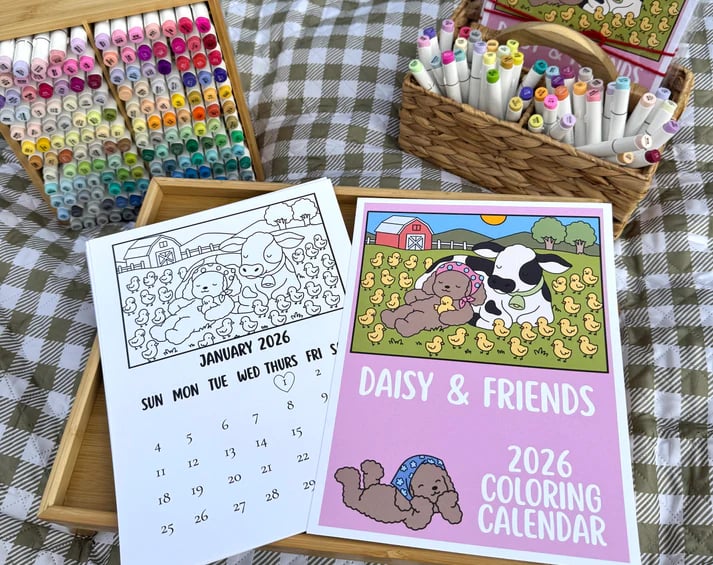 Daisy and Friends 2026 Coloring Calendar