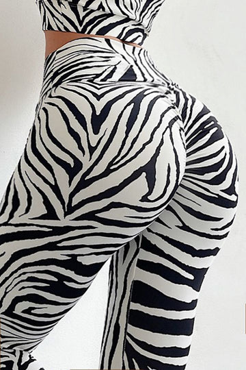 Zebra Striped Scrunch Butt High Waist Sports Leggings