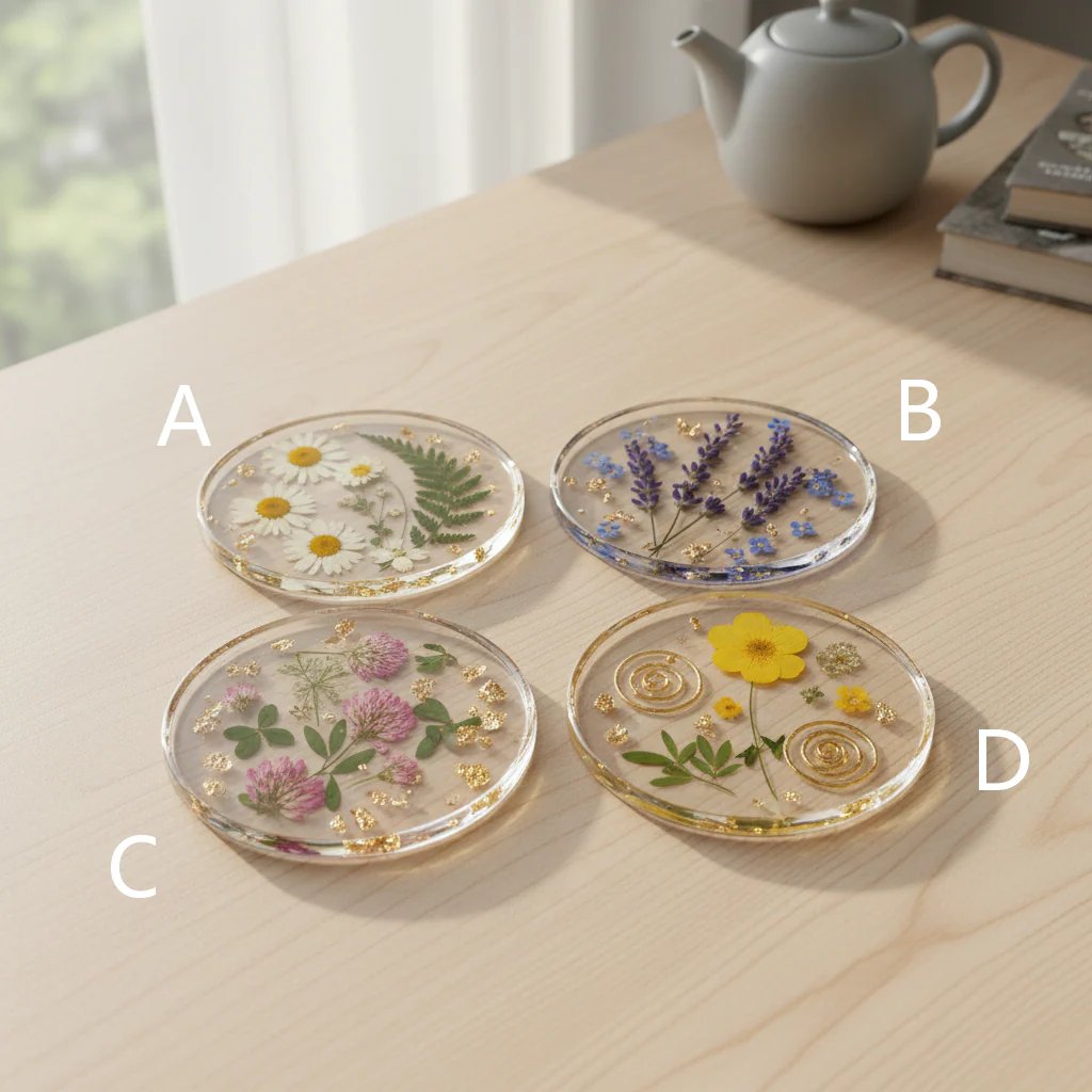 Pressed Flower Resin Coasters