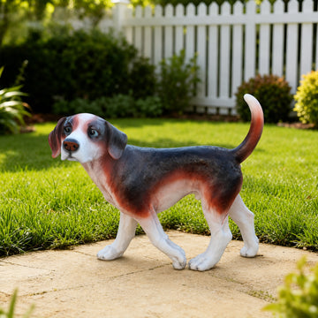 Lifelike Standing Beagle Statue, Realistic Resin Dog Figurine for Garden & Yard Decor
