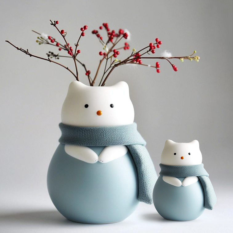 Adorable Cat Vase – Cozy Winter Charm for Your Home
