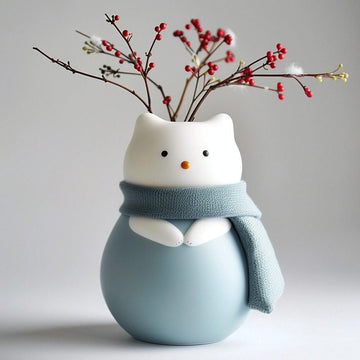 Adorable Cat Vase – Cozy Winter Charm for Your Home