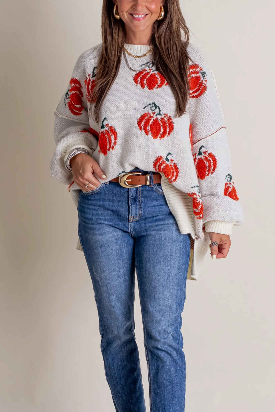 Pumpkin Round Neck Sweater