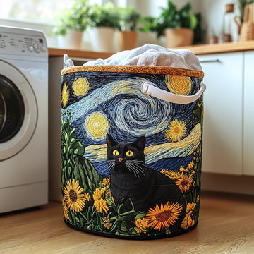 Clever Cat Quilted Laundry Basket