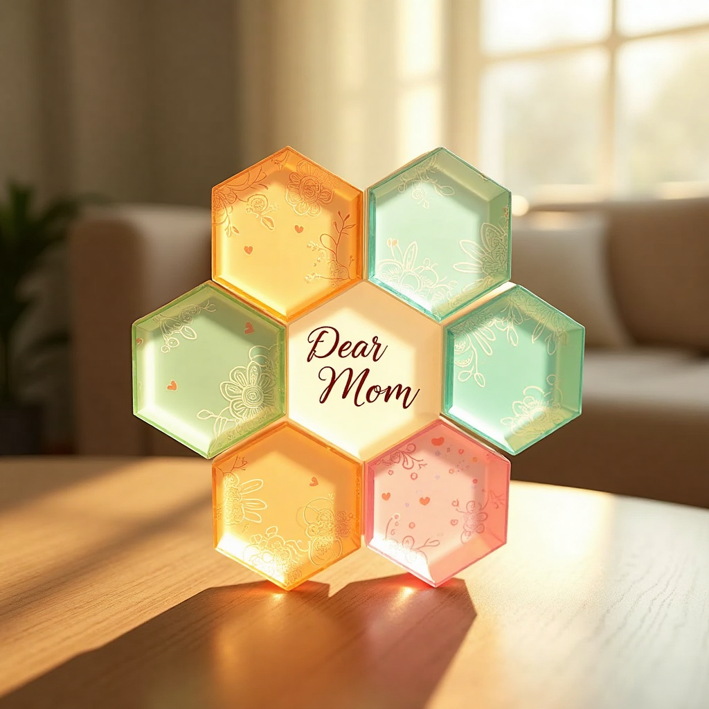 Dear Mom Hexagonal Floral Decor