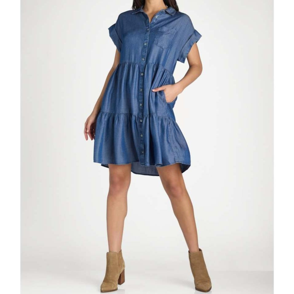 Women's Tiered Mini Shirt Dress