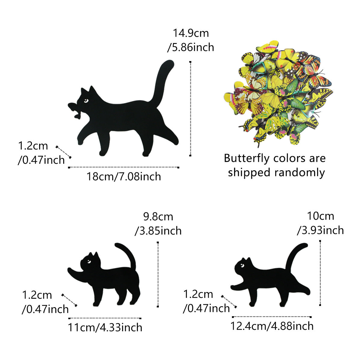 Black Cat Silhouette Garden Decor (Set of 3)