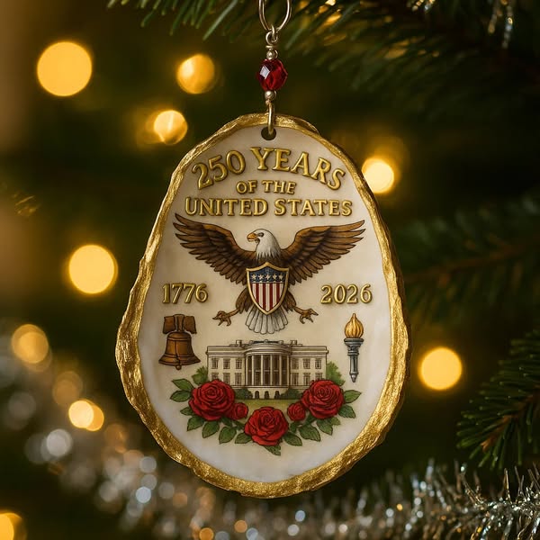 250th US Anniversary Oyster Shell Christmas Ornament