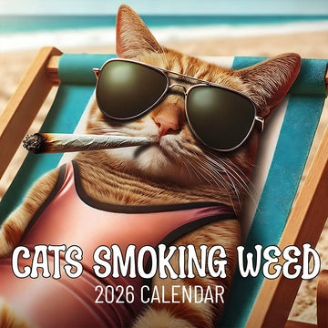 2026 Fun Cat Smoking Marijuana Calendar