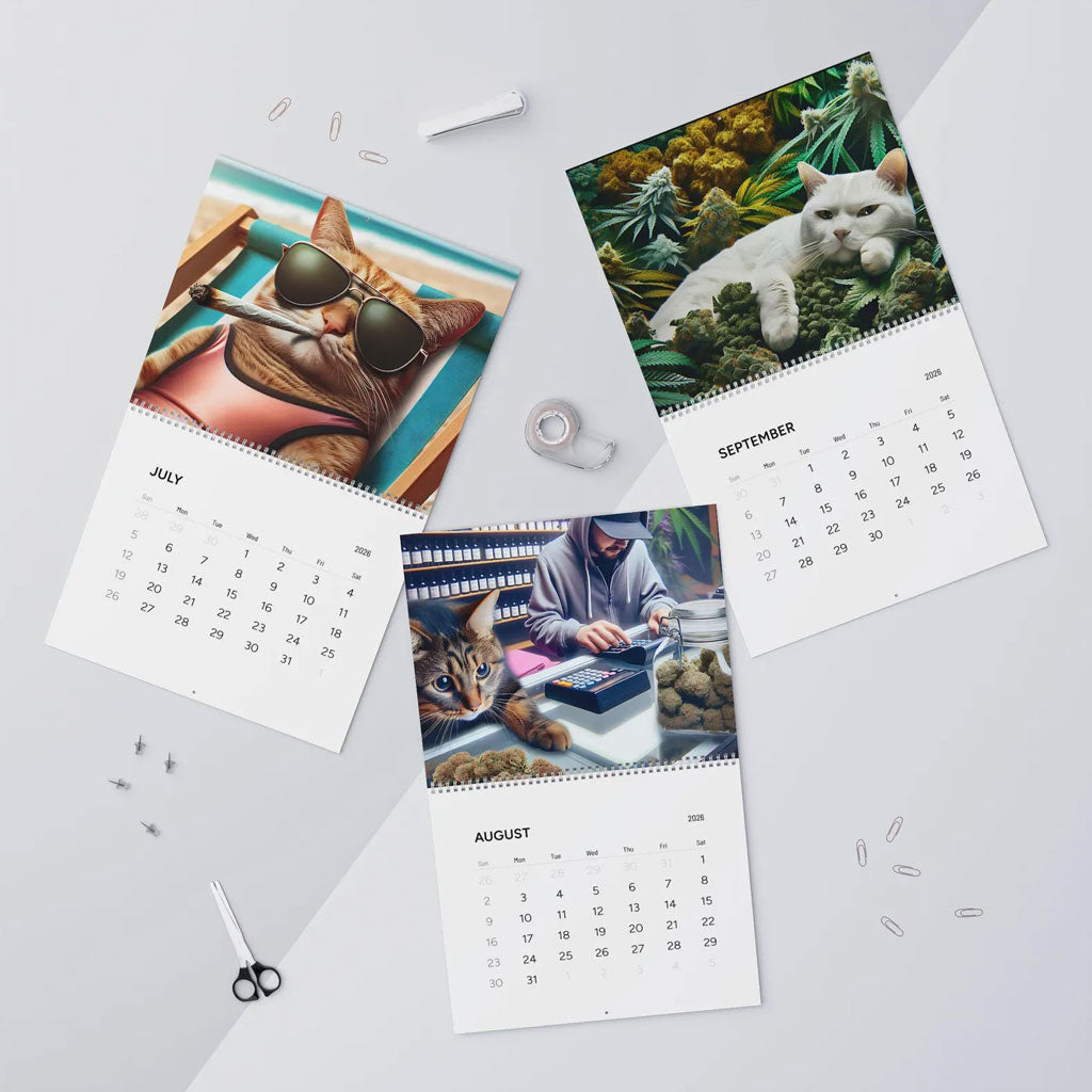 2026 Fun Cat Smoking Marijuana Calendar