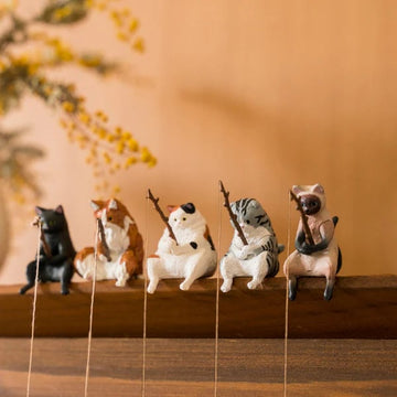 Mini Cat Desk Figurines – Set of 5 Cute Cartoon Kitty Companions