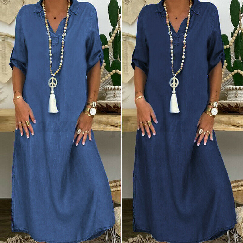 Women's Plain Denim Dress