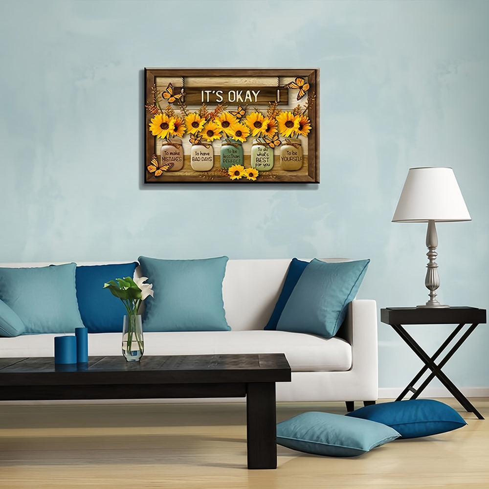 Butterfly Sunflowers Wall Art