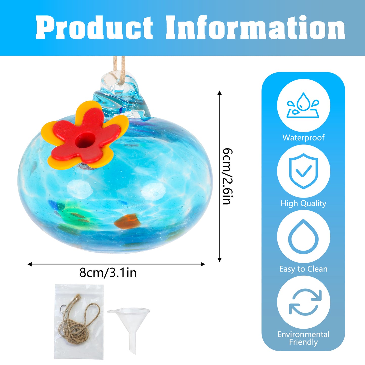 Glass Hummingbird Feeder with Flower Decoration