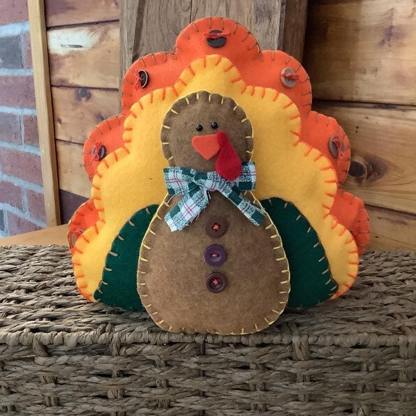 Colorful Plush Turkey Decor – Handmade Whimsy for Fall and Thanksgiving
