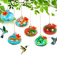 Glass Hummingbird Feeder with Flower Decoration