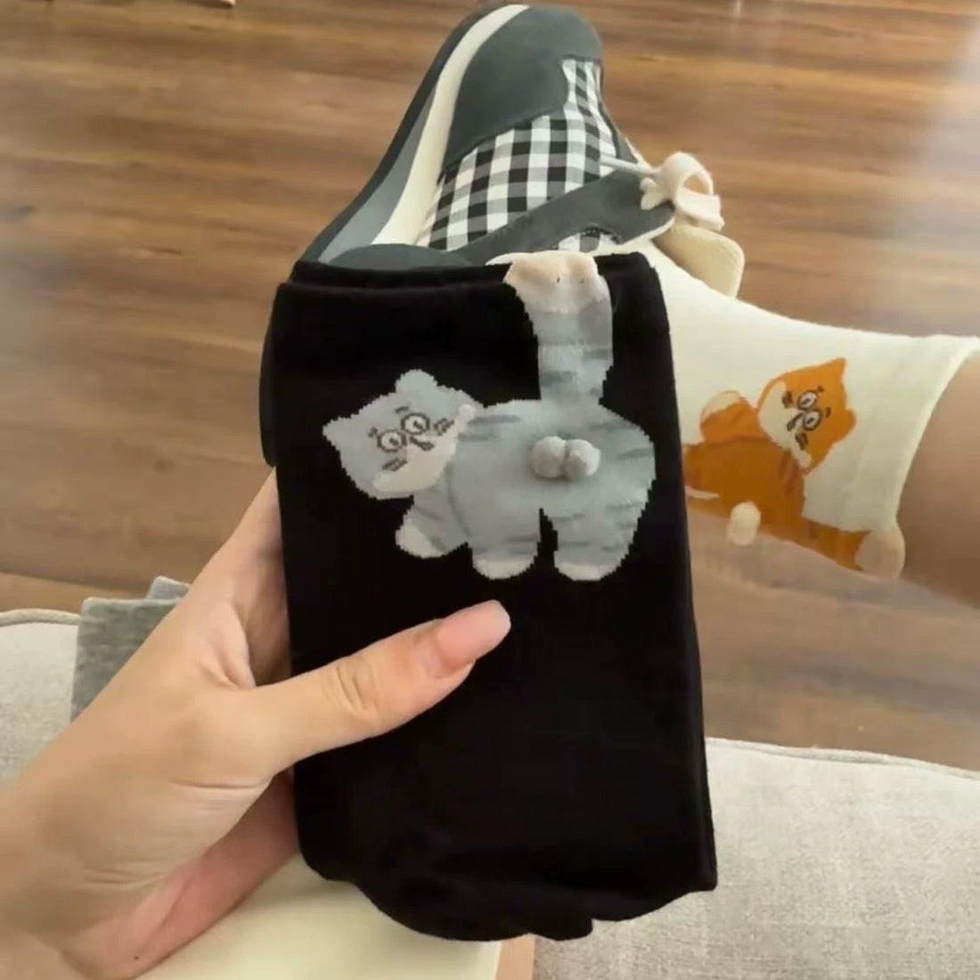 2025 Handmade Weaving Funny Cat Balls Socks