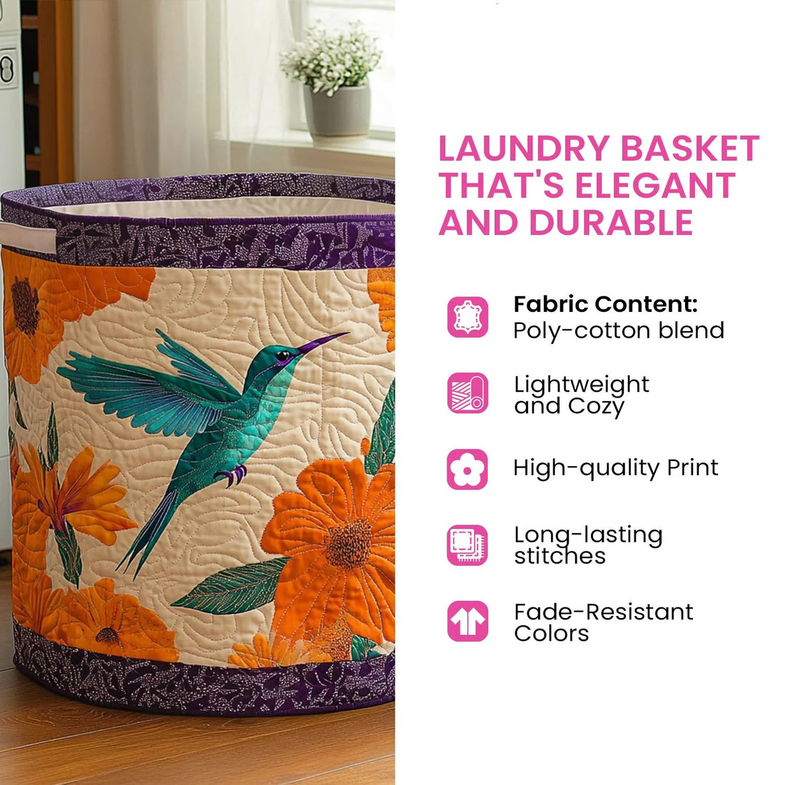 Gentle Sea Foam Quilted Laundry Basket